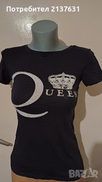 ДАМСКА ЧЕРНА ТЕНИСКА - Размер S , снимка 1