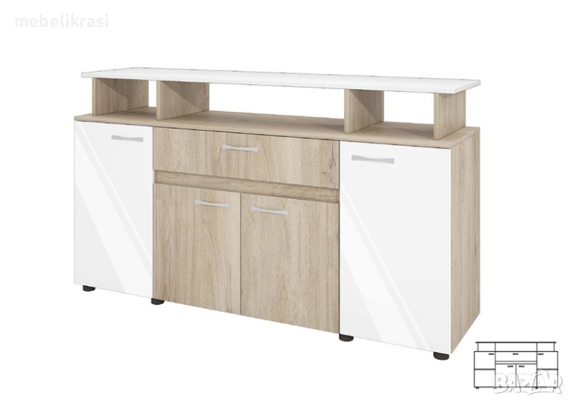 Скрин "Сити 3056"с 1 чекмедже и 4 врата с плавно затваряне, снимка 1