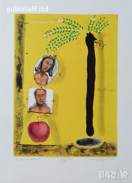 Картина, графика,"Дървото и плода", худ. Д.Колибаров,1997 г., снимка 1