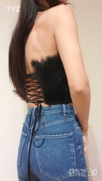 Бюстие / топ / корсет с естествени пера 4 цвята, снимка 1