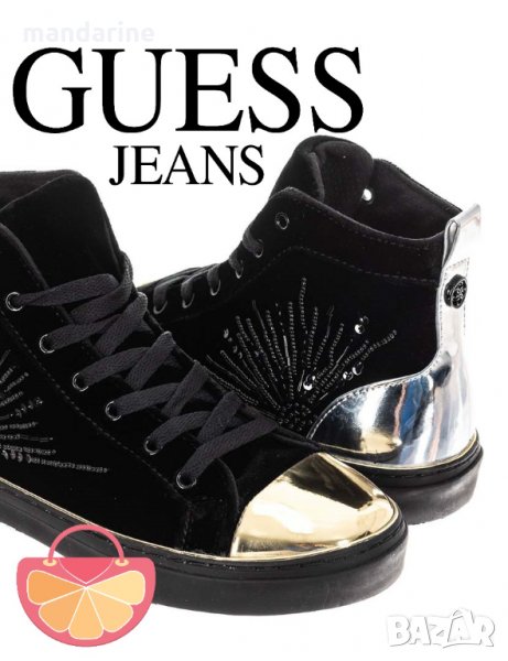 ПРОМО 🍊 GUESS № 36 🍊 Дамски кецове BLACK “GOLD&SILVER” нови, снимка 1