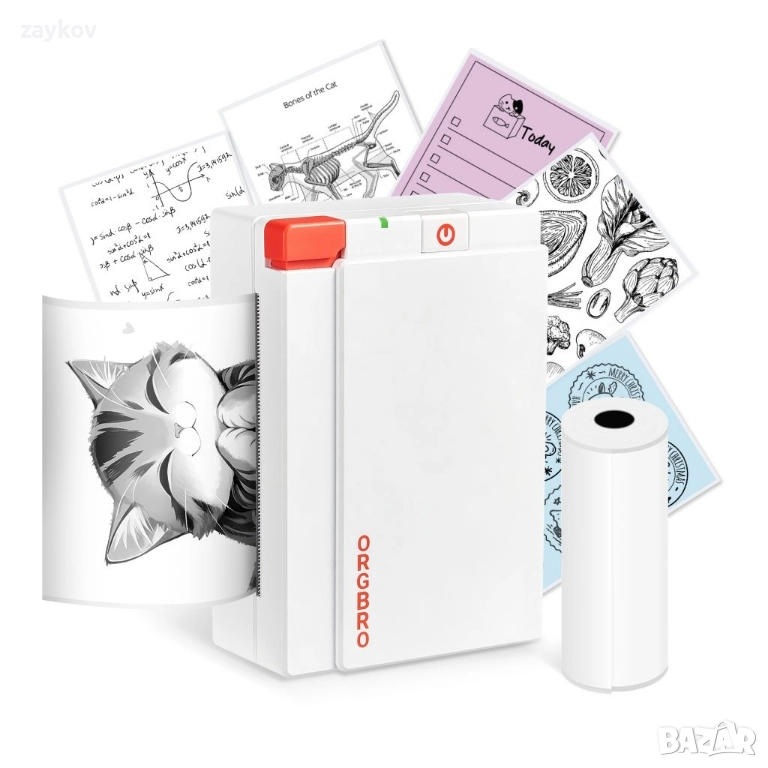 ORGBRO Принтер за стикери, X3 Print Pods мини термопринтер Bluetooth, снимка 1