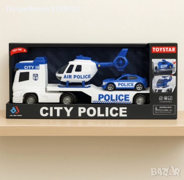 Автовоз с полицейски коли и хеликоптер, "City Police Transporter", снимка 1