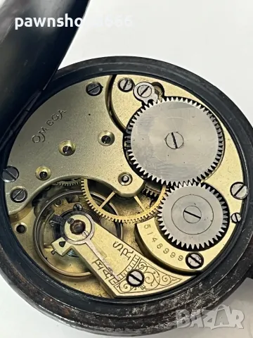 OMEGA Gunmetal джобен часовник с отворен лицев швейцарски 1900 г, снимка 11 - Мъжки - 49204926
