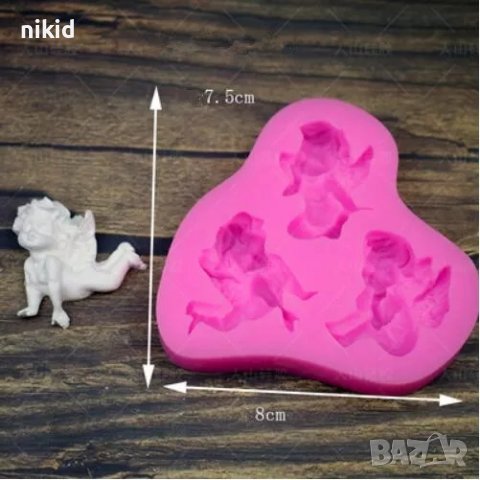 3 ангелчета ангел силиконов молд форма кръщене пита декорация украса фондан торта мъфини и др, снимка 3 - Форми - 17808419