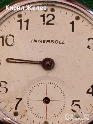 Стар джобен часовник INGERSOLL MADE IN BRITAIN рядък за КОЛЕКЦИОНЕРИ 53622, снимка 3 - Антикварни и старинни предмети - 55816059