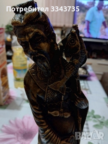 Китайска статуетка,изобразяваща рибар,често свързана с добър късмет., снимка 10 - Колекции - 53194359