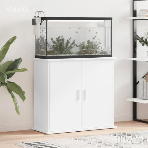 vidaXL Поставка за аквариум, бяла, 81x36x73 см, инженерно дърво, снимка 2 - Аквариуми - 56148097