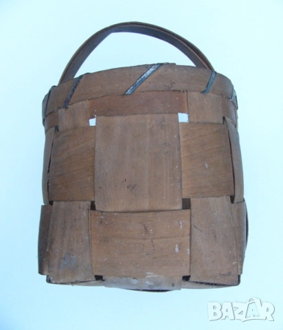 РЕТРО Българска Дървена Плетена КОШНИЦА 10 литра Кошник Кош Панер от Фурнир НРБ Декорация БАРТЕР, снимка 3 - Антикварни и старинни предмети - 52016620