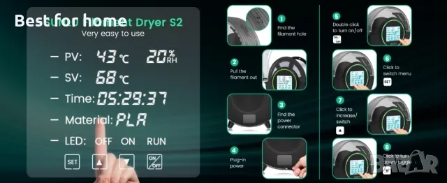 Изсушител за филамент за 3D принтер Sunlu FilaDryer S2, снимка 10 - Принтери, копири, скенери - 48674317