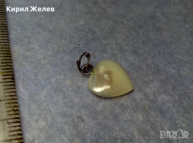 РОМАНТИЧЕН СЪРЦЕВИДЕН СЕДЕФЕН МЕДАЛЬОН БЕЛ ЕПОК СТИЛ с ХАЛКИЧКА от БЛАГОРОДНА СТОМАНА 5554, снимка 6 - Колиета, медальони, синджири - 49682632