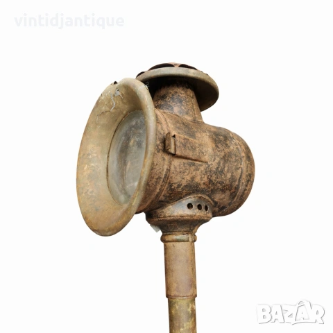 Античен фенер от месинг и желязо за карета, снимка 2 - Антикварни и старинни предмети - 53905650