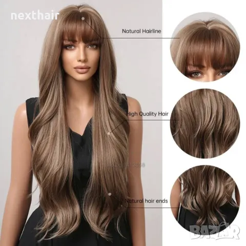 Кафява перука с руси кичури, снимка 6 - Аксесоари за коса - 47559005