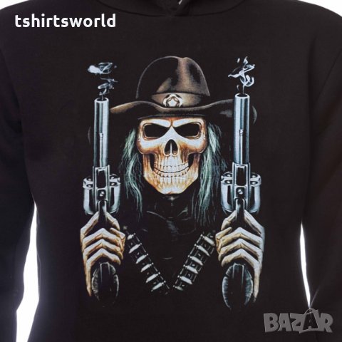 Нов мъжки суичър с дигитален печат Череп с пистолети, снимка 6 - Суичъри - 31742304