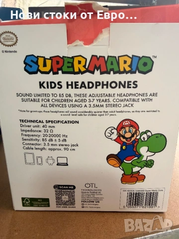 Детски слушалки OTL Technologies - Core Super Mario, сини/червени  Отправете се към поредното приклю, снимка 2 - Слушалки и портативни колонки - 54265774