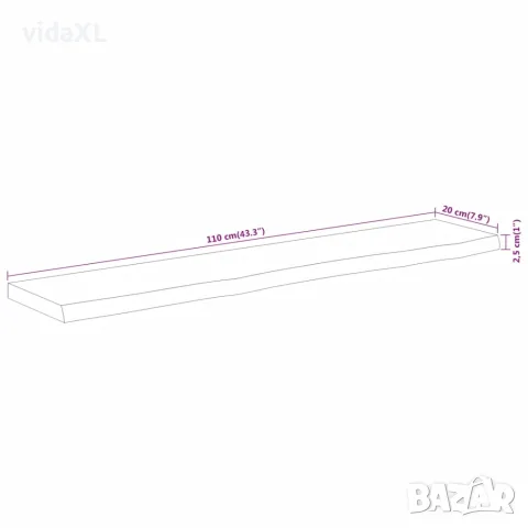 vidaXL Стенен рафт, 110x20x2,5 см, правоъгълен, масив акация, жив ръб, снимка 8 - Етажерки - 56147322