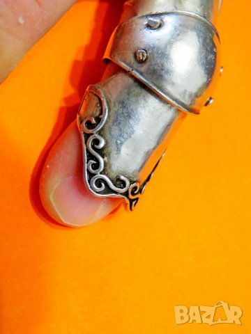 Уникален мъжки сребърен пръстен БРОНЯ - старинен и солиден с красиви орнаменти сребро, снимка 6 - Пръстени - 38603332