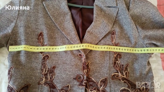 Сако с красиви цветя в кафяво , снимка 4 - Сака - 42469153