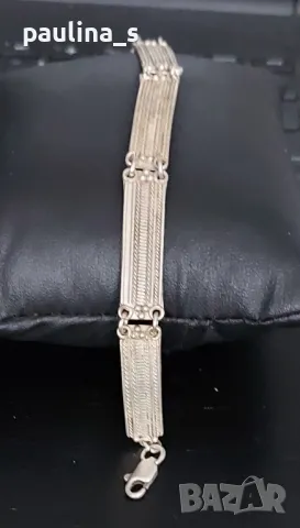 Два броя / Винтидж, рядка находка! / Сребърна гривна с мечета и филигран / СБХ , снимка 12 - Гривни - 29069424