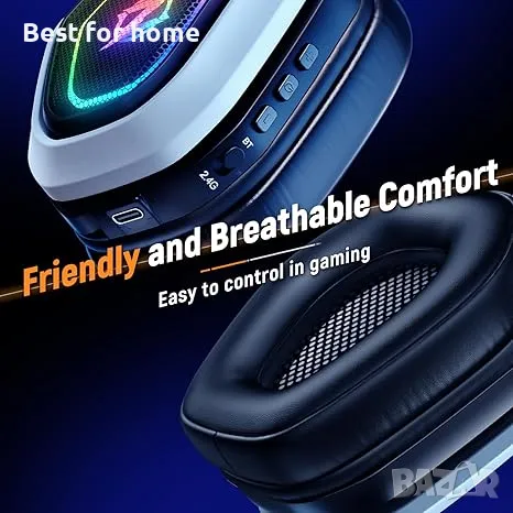 Ozeino 2,4 GHz безжични геймърски слушалки за PC, Ps5, Ps4, снимка 6 - Слушалки и портативни колонки - 49398180