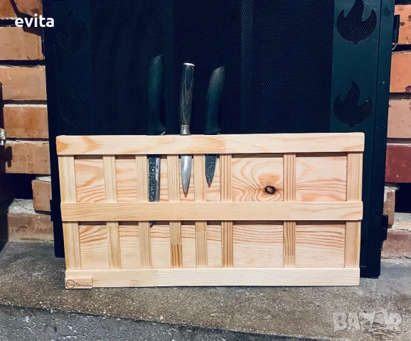 🌿 Организирайте кухнята с ръчно изработени дървени стойки за ножове, снимка 2 - Аксесоари за кухня - 39389227