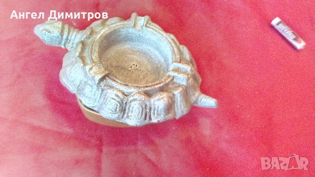 Страхотен калаен пепелник Костенурка , снимка 6 - Антикварни и старинни предмети - 37445294