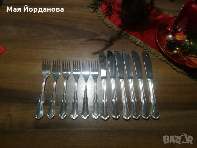 Посребрен комплект вилици и ножове за храна, снимка 2 - Прибори за хранене, готвене и сервиране - 35408357