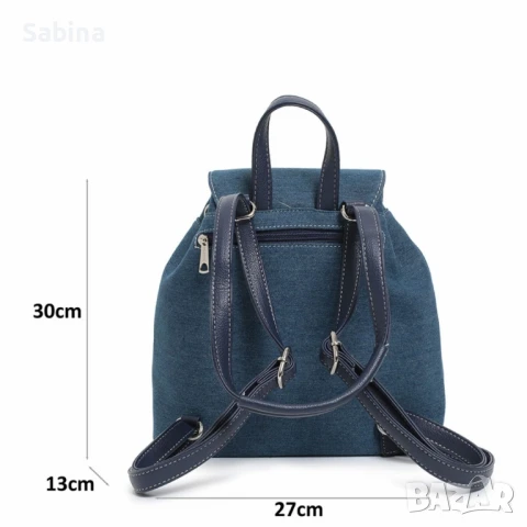 Дамска дънкова модерна и компактна раница - стил и комфорт в движение, снимка 2 - Чанти - 50497516