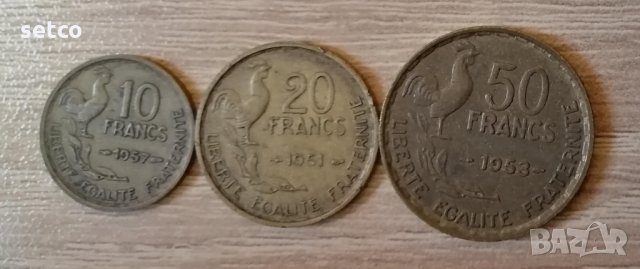 10, 20 и 50 ФРАНЦИЯ 1951-1957 к28