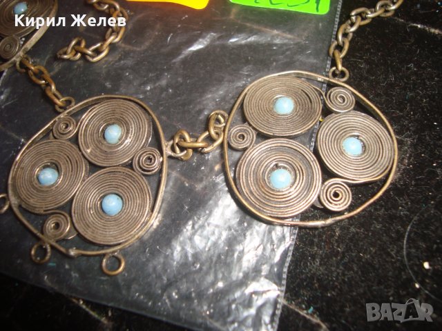 ВЪЗРОЖДЕНСКИ ПОСРЕБРЕН МЕДЕН НАКИТ с ТЮРКОАЗИ МАЙСТОРСКА ИЗРАБОТКА 61231, снимка 6 - Антикварни и старинни предмети - 30719799