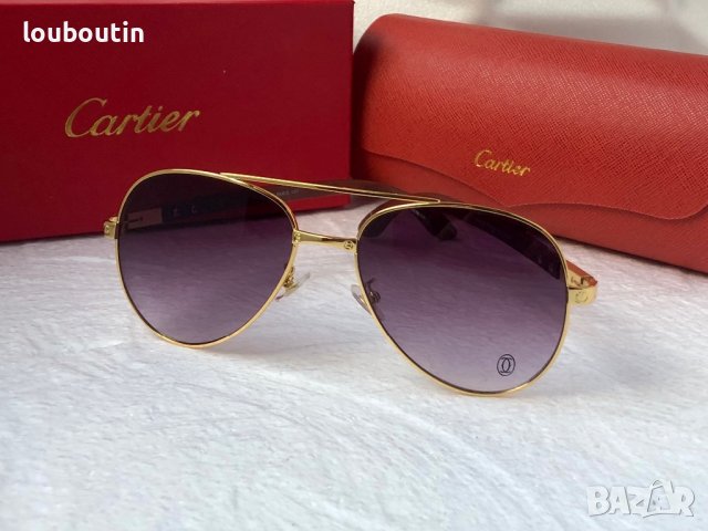 Cartier висок клас мъжки слънчеви очила авиатор с дървени дръжки, снимка 5 - Слънчеви и диоптрични очила - 42814235
