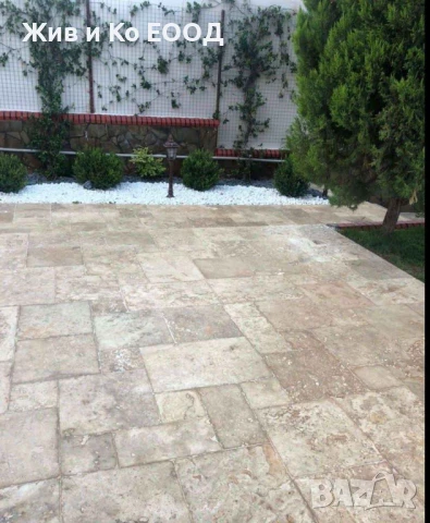 Травертин шлайфан 30×60×1.2 см + френч патерн и стъпала, снимка 2 - Облицовки - 50986020