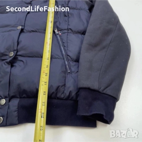 Дамско бомбър яке Napapijri с копчета, размер L, тъмносиньо с ватирани памучни ръкави, снимка 4 - Якета - 52858644