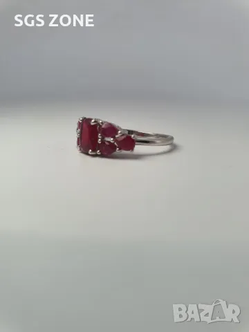 Перфектен Пръстен с Естествени Рубини и Сапфири, снимка 5 - Пръстени - 49622698