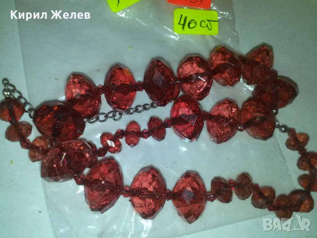 ФАСЕТИРАН ВИНТИДЖ ГЕРДАН ЧЕРВЕН КОЛИЕ 13831, снимка 4 - Колиета, медальони, синджири - 29614490