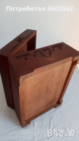 ръчно резбована дървена кутия-цвят махагон, снимка 2 - Други - 51744174