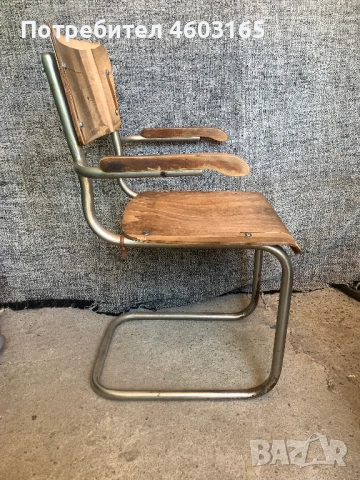 Стар стол Thonet S43 с подлакътници, проектиран от Март Щам, снимка 2 - Антикварни и старинни предмети - 54346164