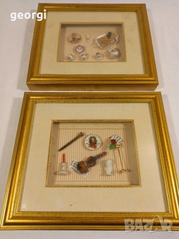 две немски пана за стена Reutter с порцеланови миниатюри , снимка 1 - Декорация за дома - 42633100