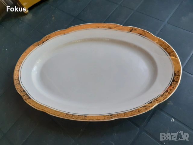 Български порцелан Китка Нови Пазар плато позлата