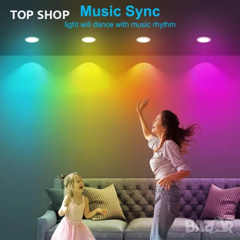 GEYUEYA Таванни LED вградени осветителни тела 5W RGBWC, димируеми, 350LM Smart APP Control, снимка 6 - Лед осветление - 49629116