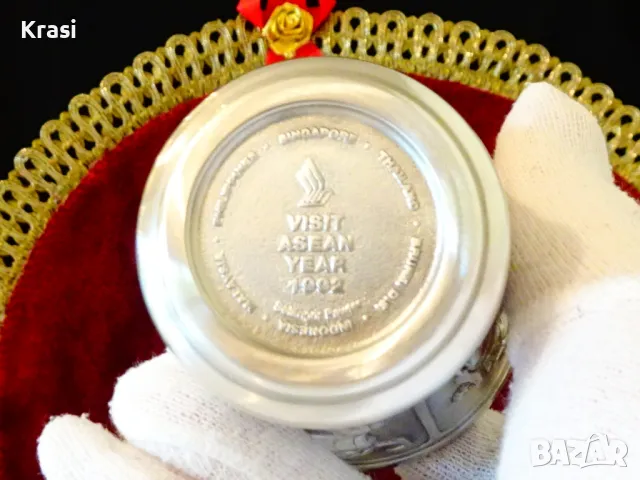 Чаша от калай за вино с красиви танцьорки, снимка 8 - Антикварни и старинни предмети - 47404601