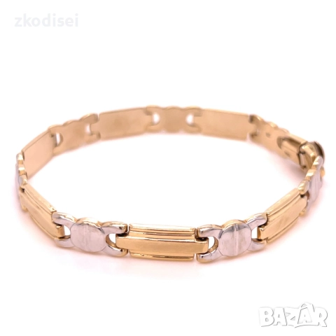 Златна мъжка гривна 8,38гр. 22,0см. 14кр. проба:585 модел:34313-1, снимка 4 - Гривни - 51754607