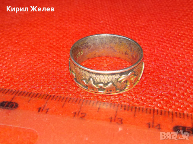ЕГИПЕТСКИ СРЕБЪРЕН ПРЪСТЕН ХАЛКА ЛАКИРАНО СРЕБРО 925 с ПИРАМИДИ КАМИЛИ ПАЛМИ МНОГО ЖИВОПИСЕН 43787, снимка 6 - Пръстени - 44613330