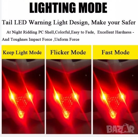 Умна каска за велосипед с LED светлина, каска за колело със стоп светлина, каска за колоездене, шлем, снимка 9 - Аксесоари за велосипеди - 38729528