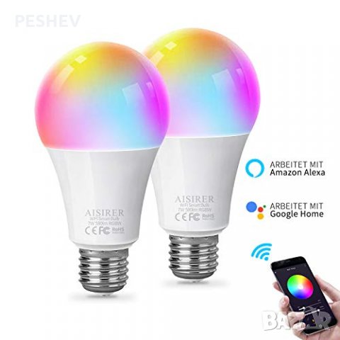 Смарт/умна/ Wi-Fi RGBW LED крушка - Е27 , Alexa, Google Home , снимка 2 - Лед осветление - 35375395