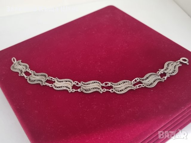 Стара сребърна гривна филигран , снимка 6 - Гривни - 42099651