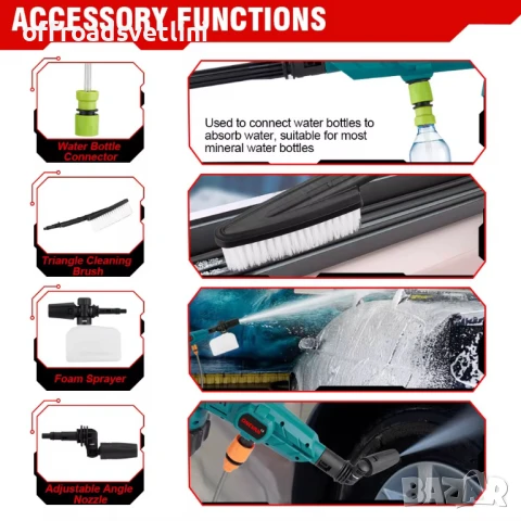 Акумулаторна водоструйка 200 bar 3500W с дисплей 2 батерии с аксесоари, снимка 7 - Аксесоари и консумативи - 51056734