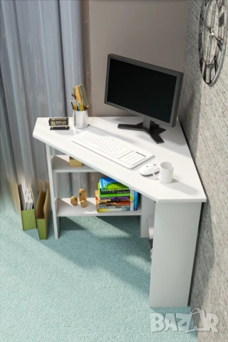 Ъглово бюро за компютър / Малко ъглово бюро / Ъглово офис бюро, снимка 6 - Бюра - 52209189