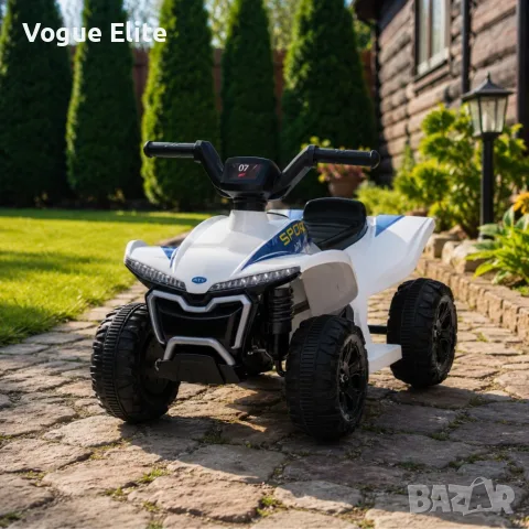Детско акумулаторно ATV 6V 25W – Електрическо ATV с LED светлини за деца 1.5+ години, бяло