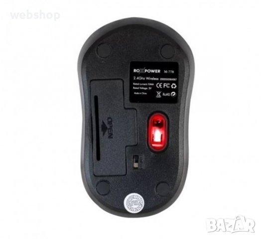 Оптична безжична мишка ROXPOWER, черна, USB, DPI=1200, снимка 2 - Клавиатури и мишки - 38644572